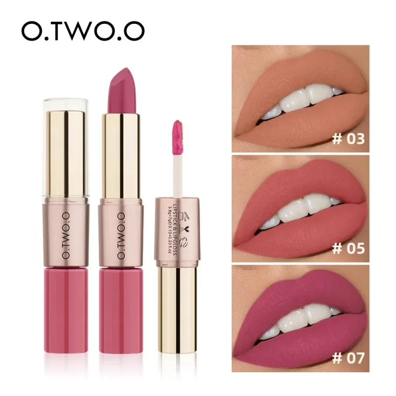 O.TWO.O 2 in 1 Rossetto opaco Lip Gloss Cosmetici Impermeabile Pintalabios Batom Mate Labbra Trucco Rouge 12 colori Stick labbra — image 5