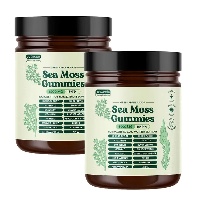 Sea Moss Gummies 16-in-1 Ashwagandha Black Seed Oil Bladder Wrack Turmeric Vitamin C D3 with Manuka Burdock Root Dandelion Apple — image 8