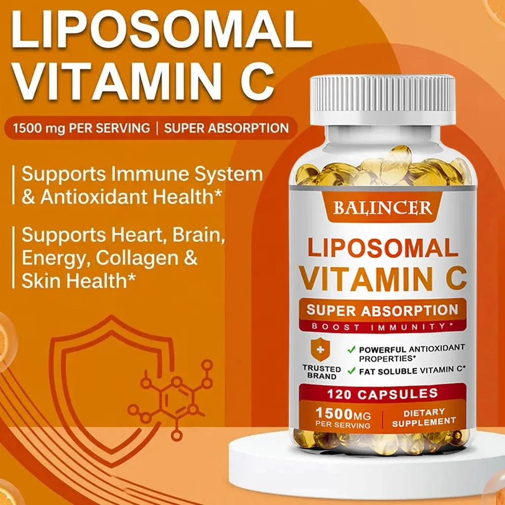 Liposzómális C-vitamin 1500 mg nagy felszívódású, zsírban oldódó aszkorbinsav, immunerősítő kollagén erősítő és antioxidáns kiegészítő — image 2