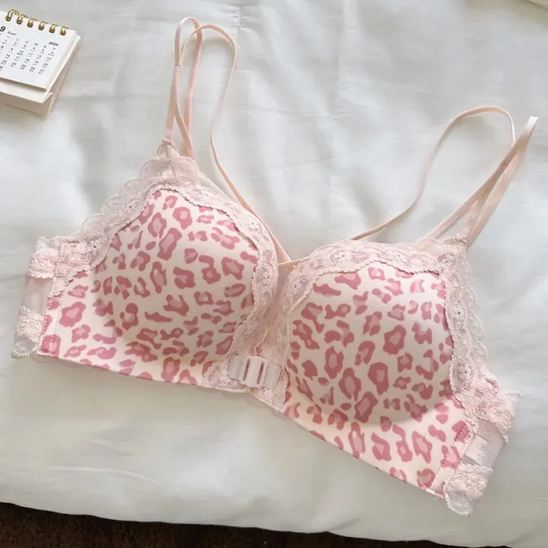 Set Pakaian Dalam Seksi Cetak Leopard Terlaris untuk Wanita Penutupan Depan Tekan Ke Atas Bra Angkat Sokongan Keselesaan Pemakaian Intim Harian — image 12