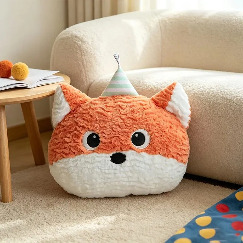 Cute Cartoon Animal Plush Pillow Soft Fluffy Pig Frog Cat Fox Sheep Kawaii Stuffed Cushion For Sofa Bedroom Home Decor Gift