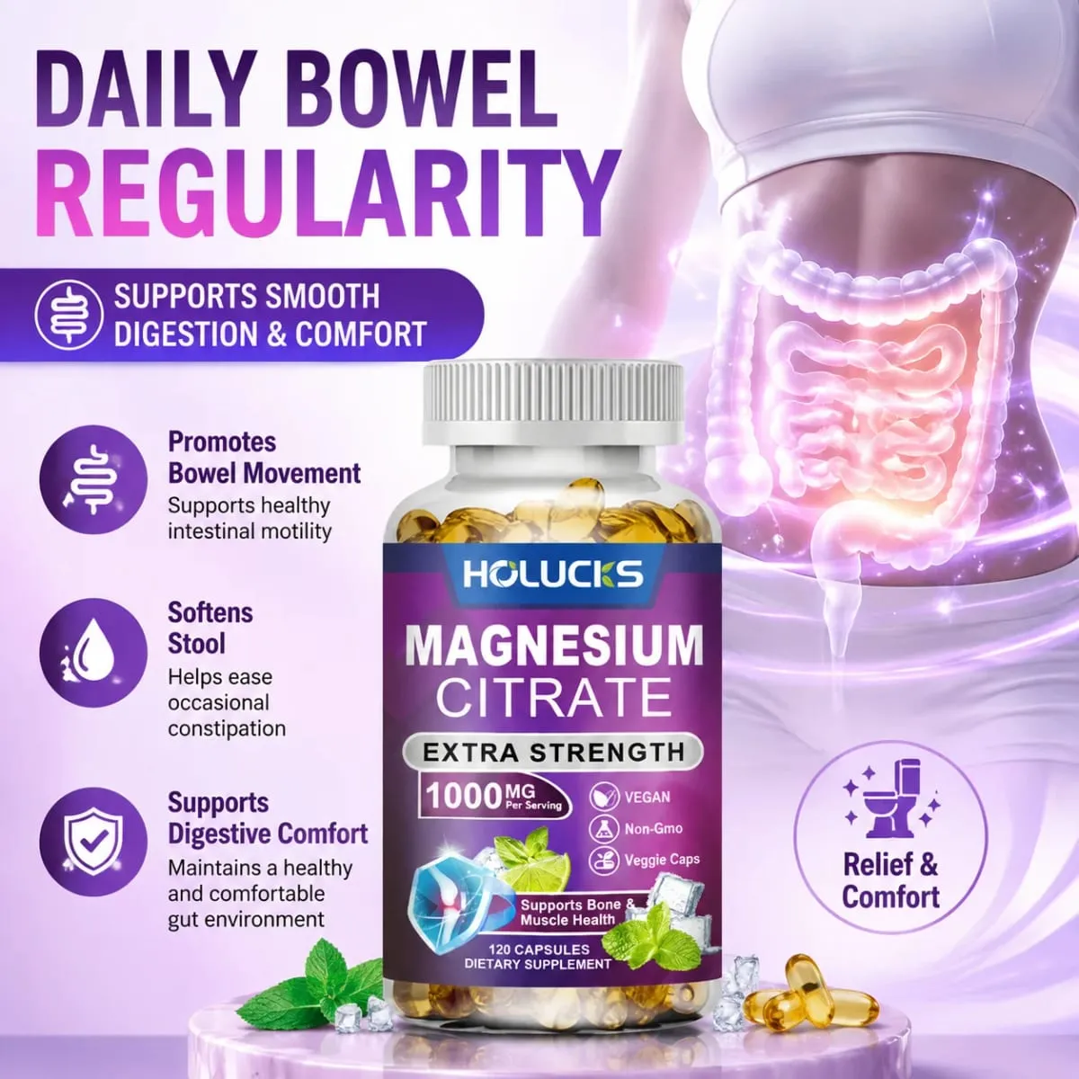 Yimiduk Premium Magnesium Citrate Supplement for Healthy Blood Pressure Bone Density & Overall Wellness Nervous System Vegan — image 5