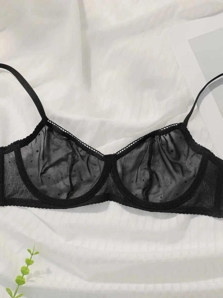 Sexy Black Lace Sequin Bra and Panty Set Women's Push Up Underwire Non Padding Lingerie Set for Valentine's Day S-XL — image 3