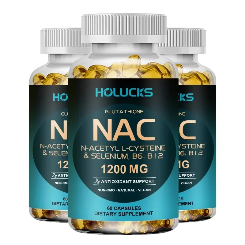 Holucks Advanced NAC Supplement with 1200mg N-Acetyl L-Cysteine Support Detoxification Sleep & Respiratory Health for Family