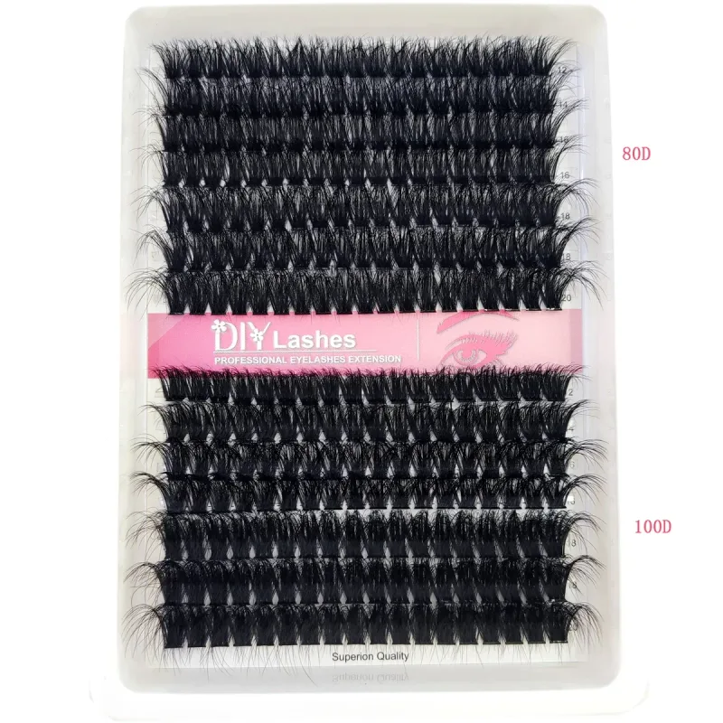 14 Rows Fluffy Lash Bundle Thick Curl Lash Bundle Extended 80D-100D Cat Eye Lash Extension eyelashes