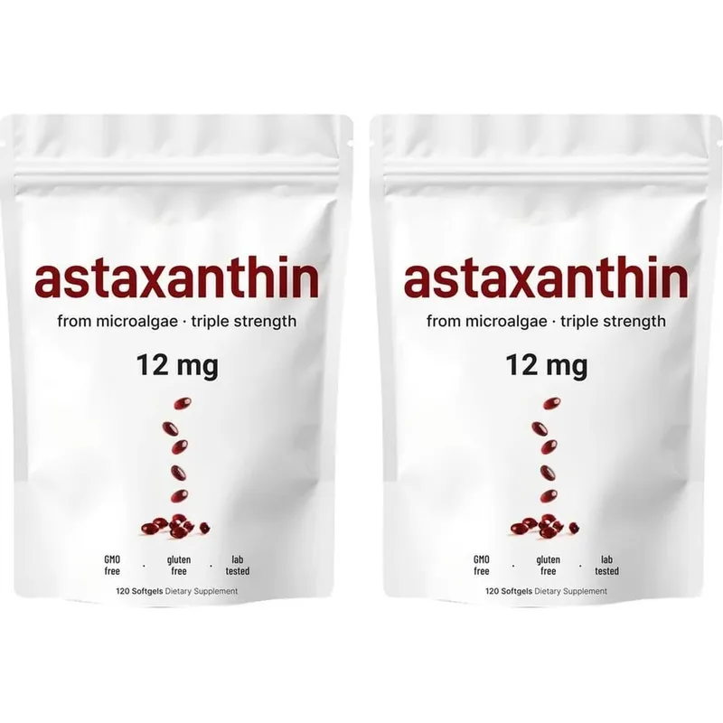 Astaxanthin 12mg Softgels from Microalgae Triple Strength Antioxidant Supplement Cellular Wellness & Everyday Balance 120 Count
