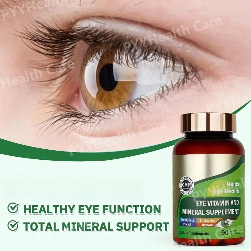 Lutein-Augenvitamine-Kapseln mit Zeaxanthin-Zink. Tägliche Nahrungsergänzung für die Augen. Unterstützung der Augengesundheit für Erwachsene. Flasche mit 90 Stück