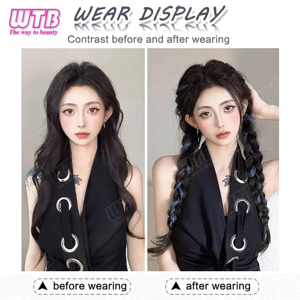 2 Pcs Synthetic Wig BB Clip Style Color Curling Hair Extension Wig Suitable for Women's Daily Wear Holidays and Parties