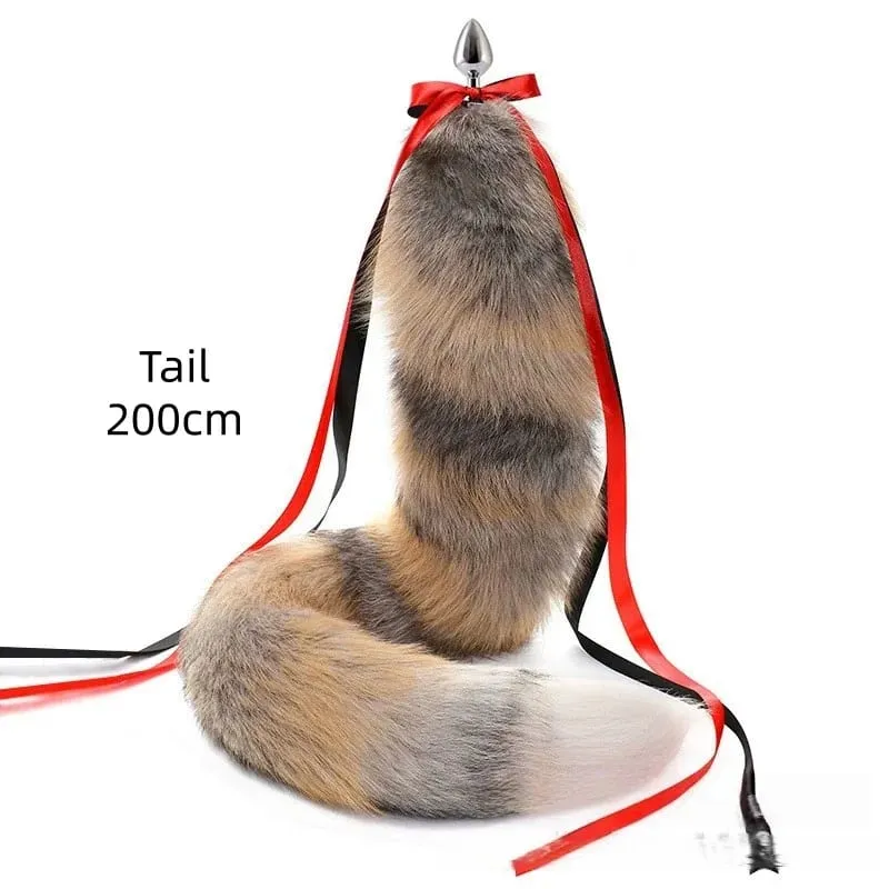 200cm Detachable Metal Butt Plug Fox Tail Cosplay Toys with Fetish Cosplay Fancy Dress Accessory for Couple BDSM Sex Flirt Prop — image 11