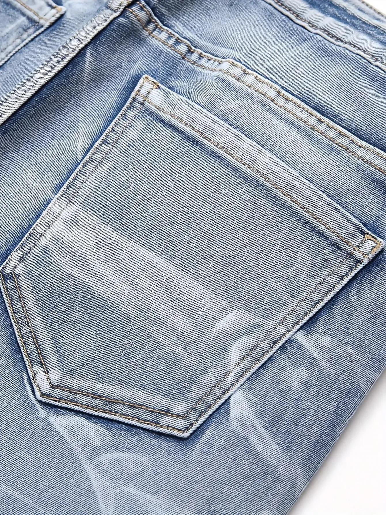 Men's Stretchy Denim Jeans Streetwear Tearing Patchwork Holes Ripped Denim Elastic Waist Casual Pants Slim Fit Straight Trousers — image 6