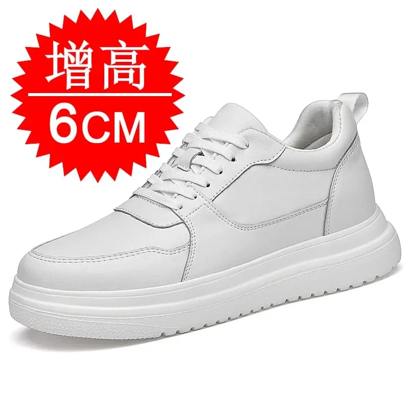 Plus Size37-46 Lift Sepatu Pria Lift Sepatu Tinggi Meningkatkan Insole 8Cm Putih Hitam Lebih Tinggi Sepatu Pria Rekreasi Sepatu Fashion