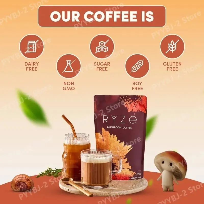 Organic Mushroom Extract Powder with MCT Oil Adaptogenic Blend 6 Types Daily Nutritional Support Smooth Formula Supplement