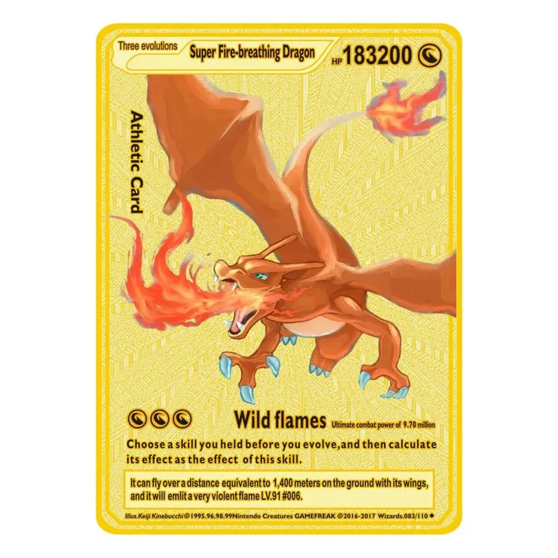 2026 NEW Pokemon Metal Card 10000 Points Arceus Charizard Super Card Golden English Mewtwo Vmax GX EX Anime Collection Card Gift
