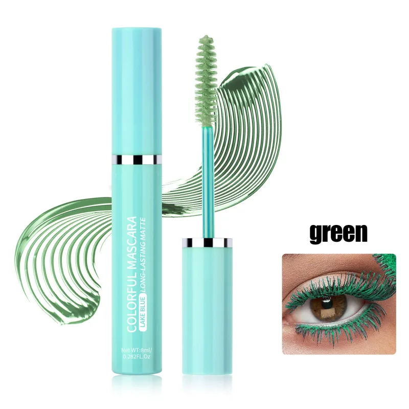 Ciglia mascara colorate Blu Rosa Verde Mascara impermeabile colorato Affascinante mascara arricciacapelli a lunga durata Trucco natalizio per occhi
