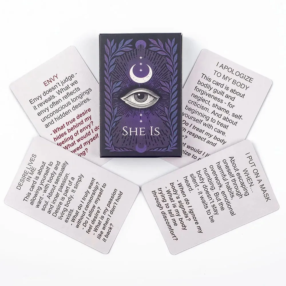 SHE IS Mindfulness Self-Care Cards Inner Dialogue Self-Reflection Tool for Becoming & Belonging Interactive Board Playing Game
