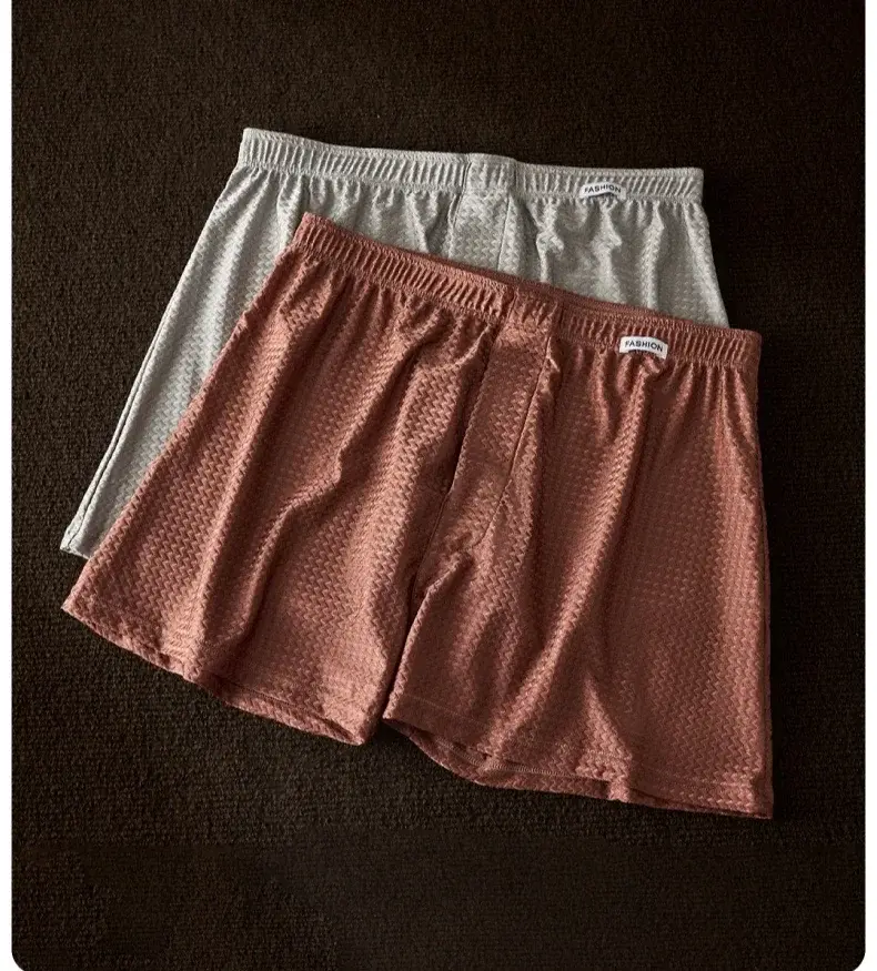2 paket erkek Buz Ipek Boksörler Orta Katlı Gevşek Fit Yaz Serin Trendy Parlak İç Giyim Pijama Erkek Külot