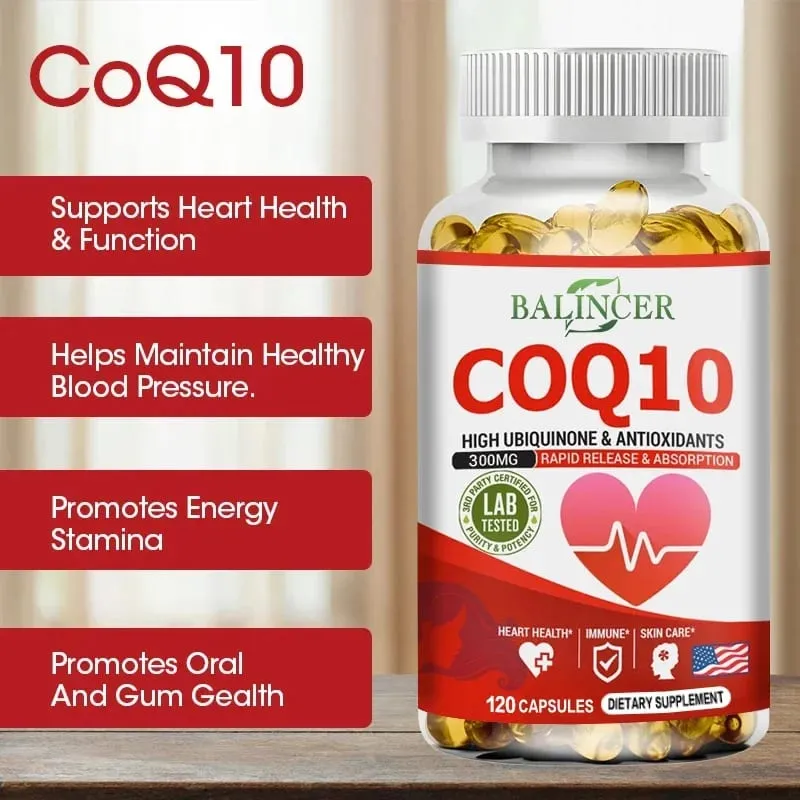 CoQ10 měkké gely - doplněk koenzymu Q10 (ubichinon) Vysoce vstřebatelný antioxidant podporuje zdraví srdce a produkci energie