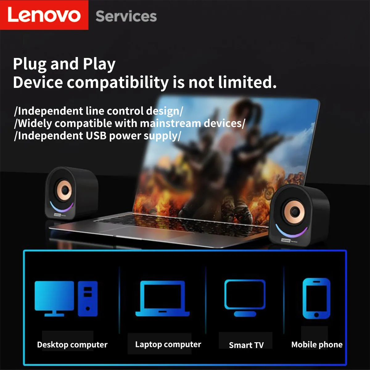 Lenovo Desktop Speakers Portable Small Speakers Computer Speakers Desktop Laptop Home Wired Mini Speakers Small Desktop Multimedia Laptop Speakers
