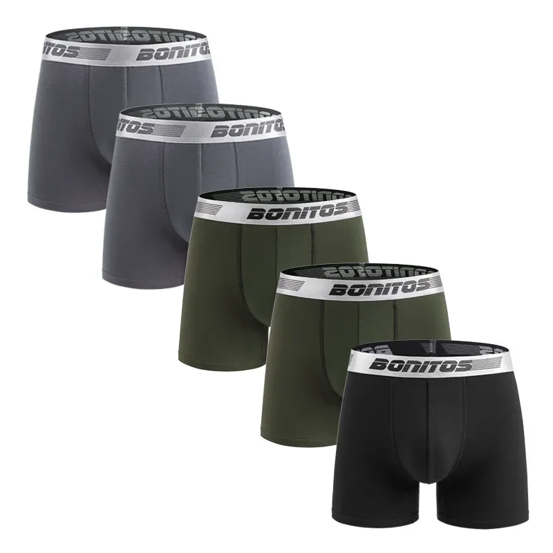5pcs Men's Underpants Cotton Boxer Briefs Classic Men Panties BONITOS Letter Elastic Waistband Boxers Underwear For Man Shorts