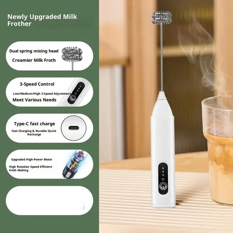 الحليب Frother USB قابلة للشحن 3 سرعات صانع الرغوة القهوة خفقت خلاط كهربائي مقبض خلاط خافق البيض
