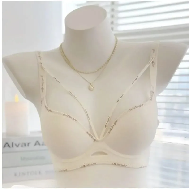 Stylish Leopard Print Seamless Wireless Lingerie Thin Comfortable Gather Small Breast Pretty Breast Shape Casual Wear S-XL Suit