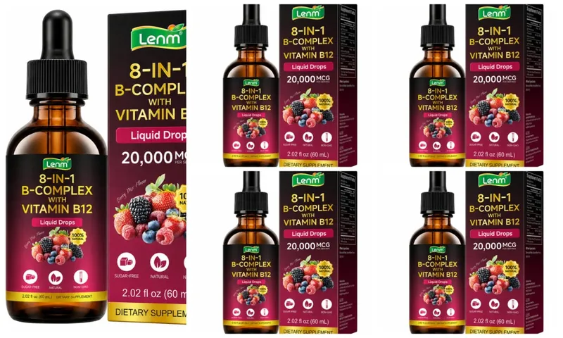 8-in-1 Vitamin B Complex Drops Maximum Absorption with Folate Vitamin B12 Supports Energy Focus Metabolism & Nervous Health 60ML — image 11