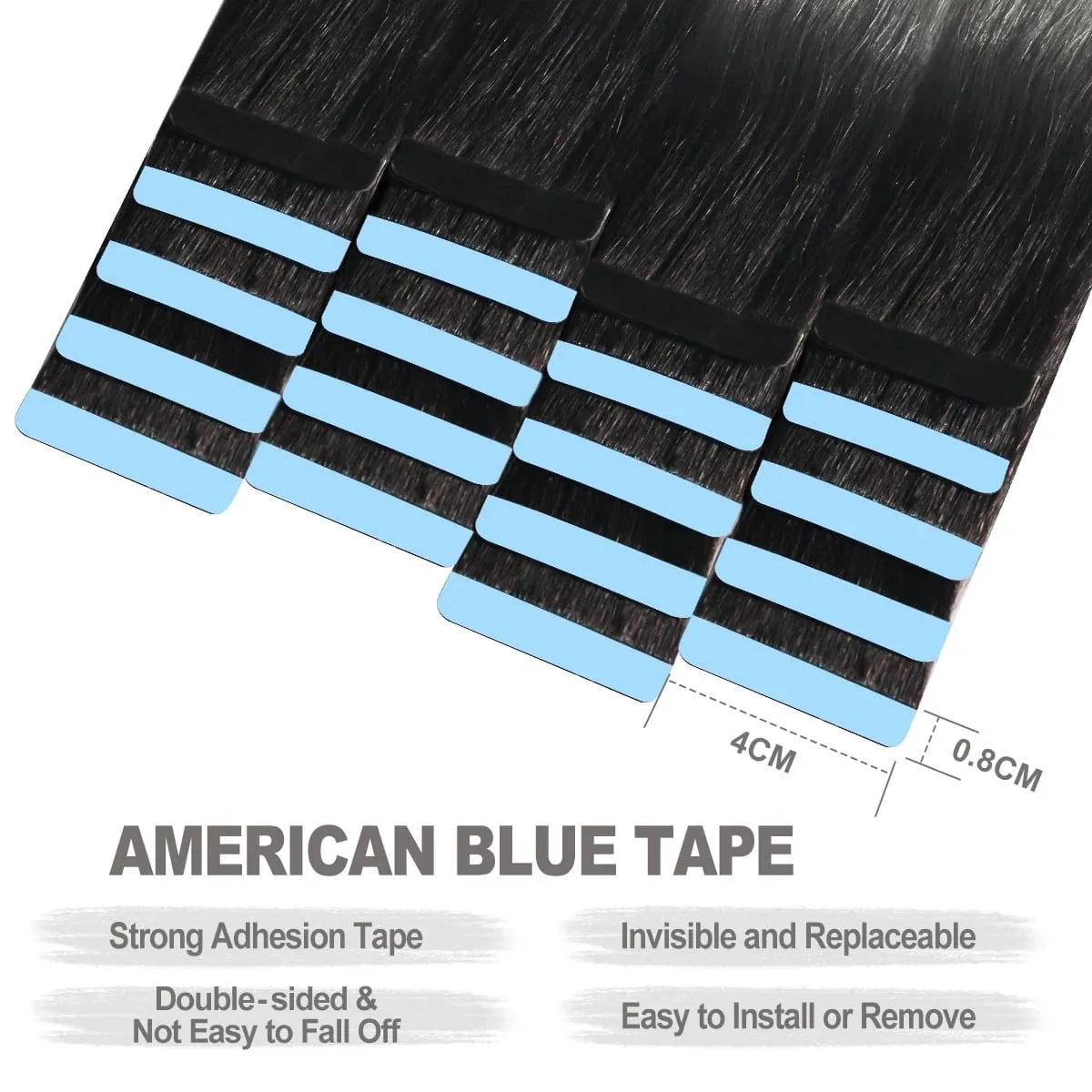 20 Inch Seamless Tape in Hair Extensions Human Hair Soft Invisible Black to Light Gray Color in Human Hair Extensions 30g/20pcs
