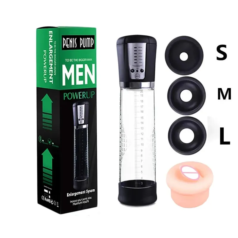 Automatic Electric Penis Pump Trainer Toy Male Self-pleasure Device with 3 Rings Suction Modes Ideal for Adult Men Sex Toys 18+