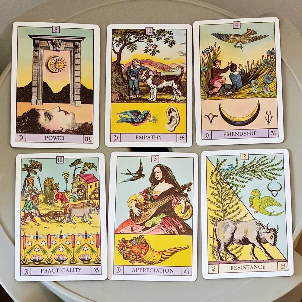 Vintage Illustrations 10*6.5cm Oracle of The Radiant Sun 84 Pcs Double-embossed Astrology Cards in Rigid Box