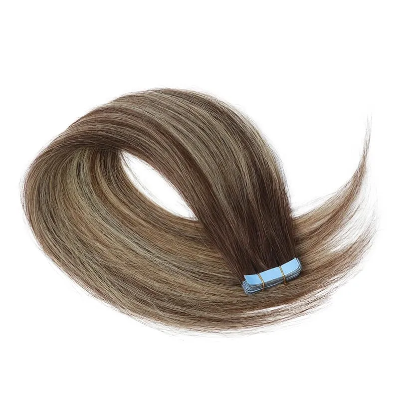 20 Inch Seamless Tape in Hair Extensions Human Hair Soft Invisible Black to Light Gray Color in Human Hair Extensions 30g/20pcs