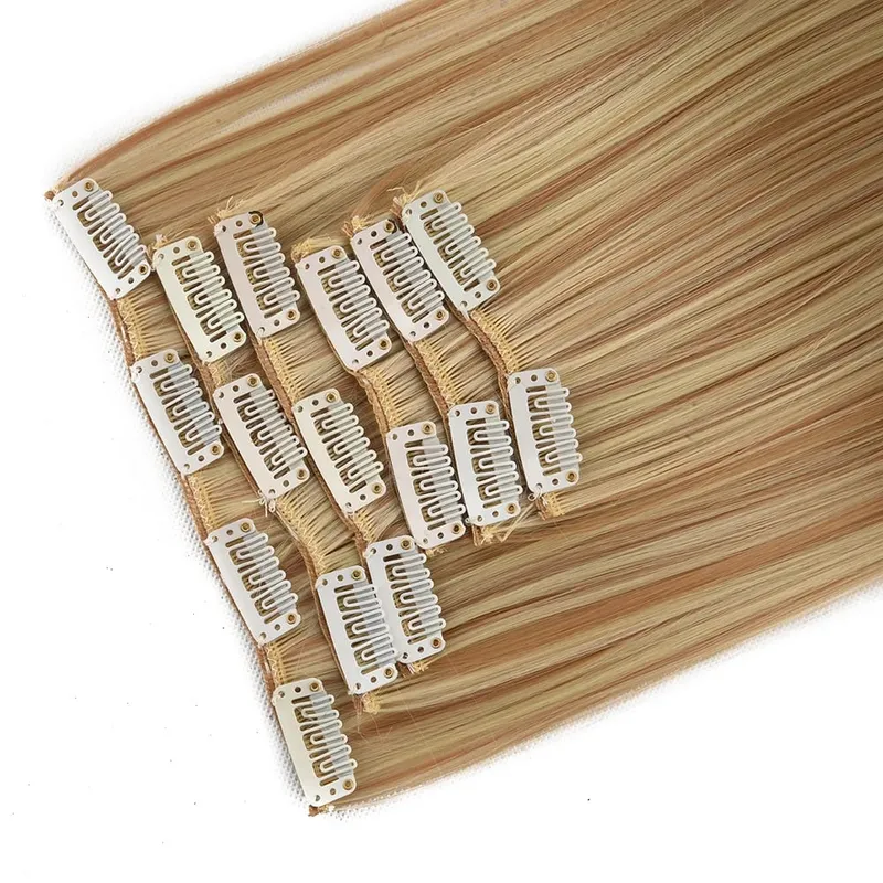 Jeedou Jeedou 6Pcs Clip In Straight Hair Extensions 60cm Long Synthetic Hair Pieces With 16 Clips Heat Resistant Hair For Women