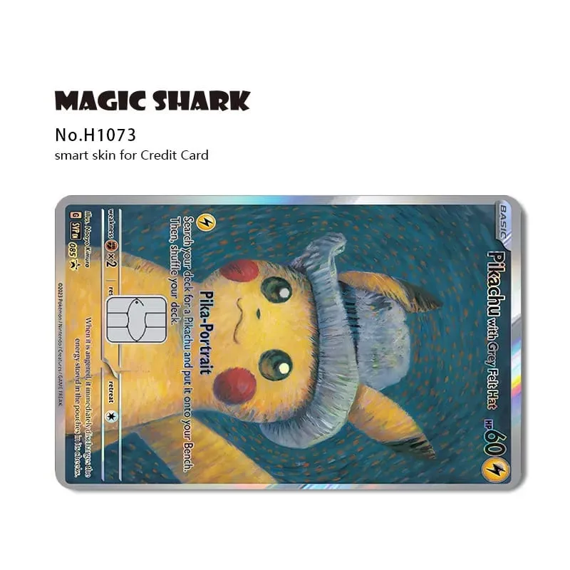 Tubarão mágico mew charizard ex eevee gengar pikachu tcg cartão holográfico laser filme de pele adesivo para cartão de crédito bancário