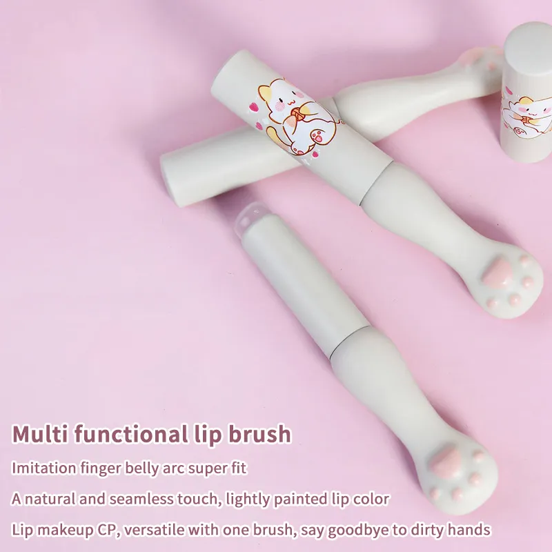 Silicone Lip Brush With Cover Angled Concealer Brushes Lip Balm Lip Gloss Angled Head Concealer Brushes Cat Paw Make Up Brushes — image 3
