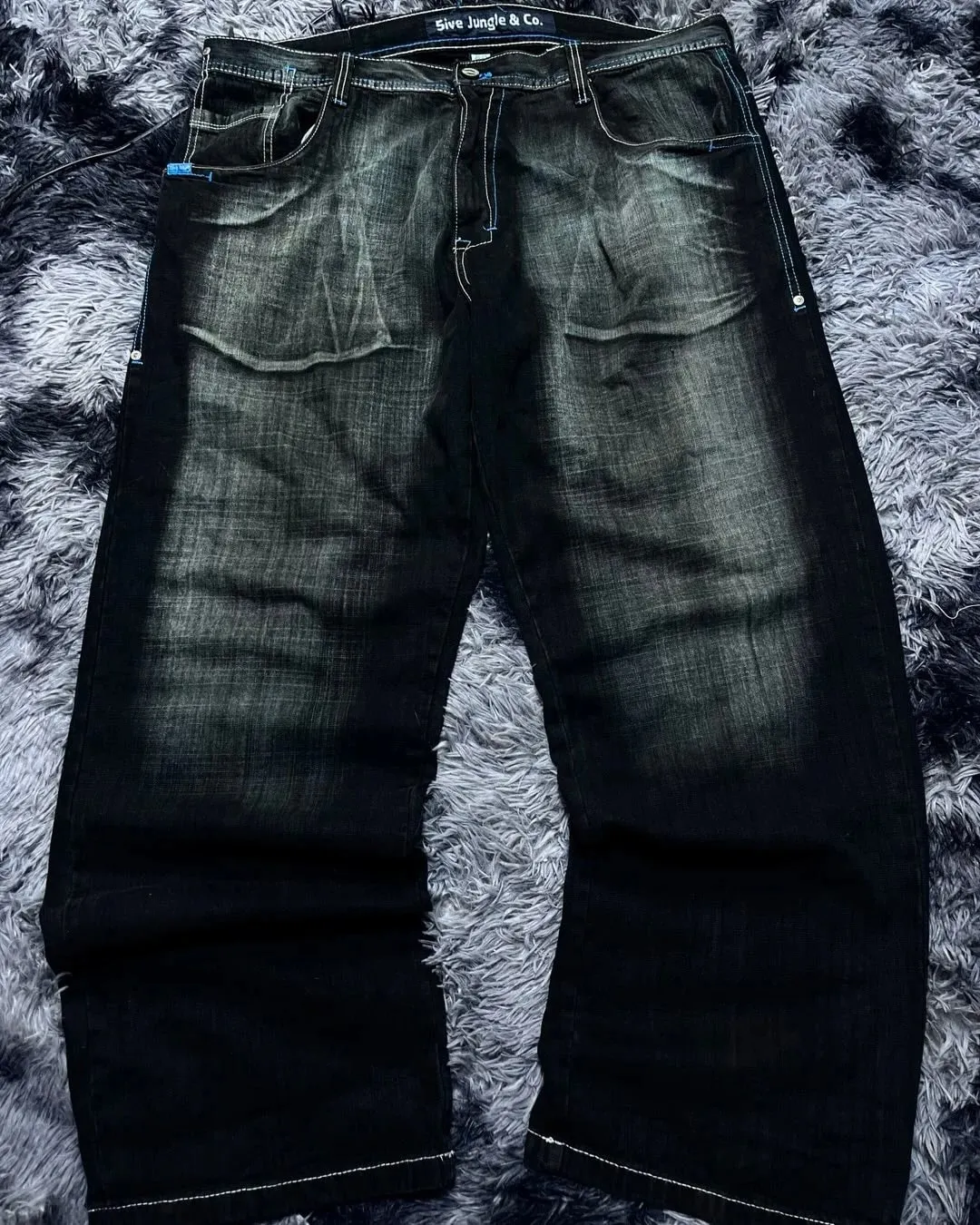 American Hip-hop Oversized Jeans Mens Retro Skateboard Boy Wide-leg Pants Gothic Graffiti Couple Wide Y2k Southpole Pants