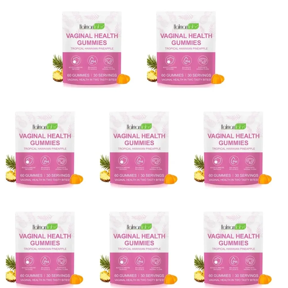 HalmanLabs Vaginal Health Gummies Probiotic Vitamin C Balance PH Levels Support Flora Immune Defense 60 Count Pineapple Women
