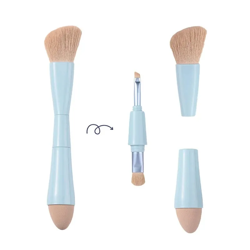 【B】1PC 4 In 1 Travel Portable Multitasker Beauty Tools Makeup Brushes Detachable Makeup Brush Set Make Up Brushes
