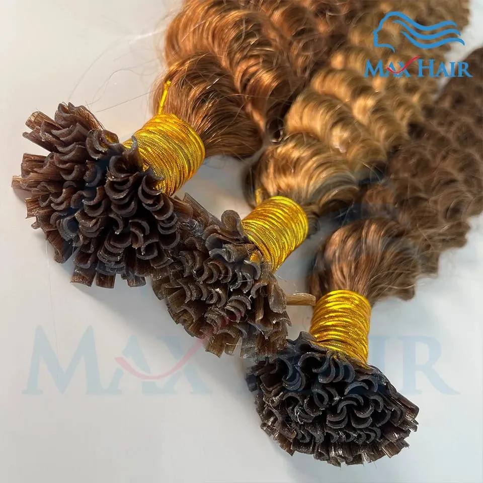 Keratin U Tip deep wave Human Hair Extensions 18-30 Inch Remy Hair Extensions High Quality Remy Human Hair salon Extensions — image 4