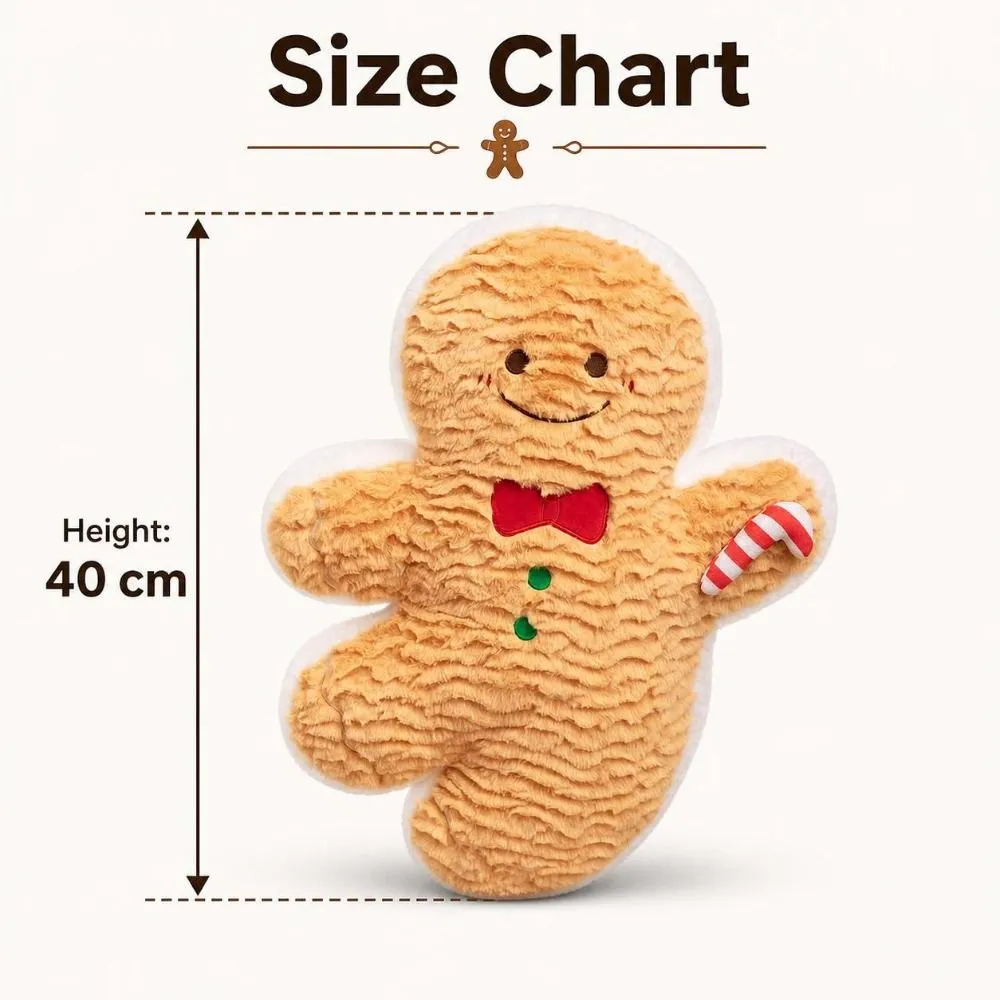 Cute Creative Shape Christmas Pillow Soft Stuffed Comfortable Gingerbread Man Cushion Seasonal Pattern Waist Cushion Home Decor — image 5
