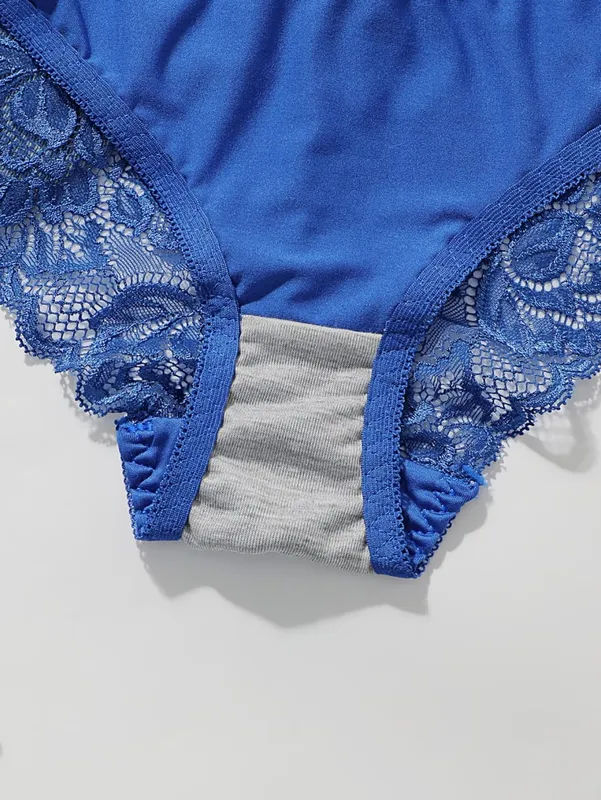 Blue Lace Push Up Bra Set Women Sexy Underwire Bra & Panty Set Lingerie Sets Breathable Ladies Intimates — image 6