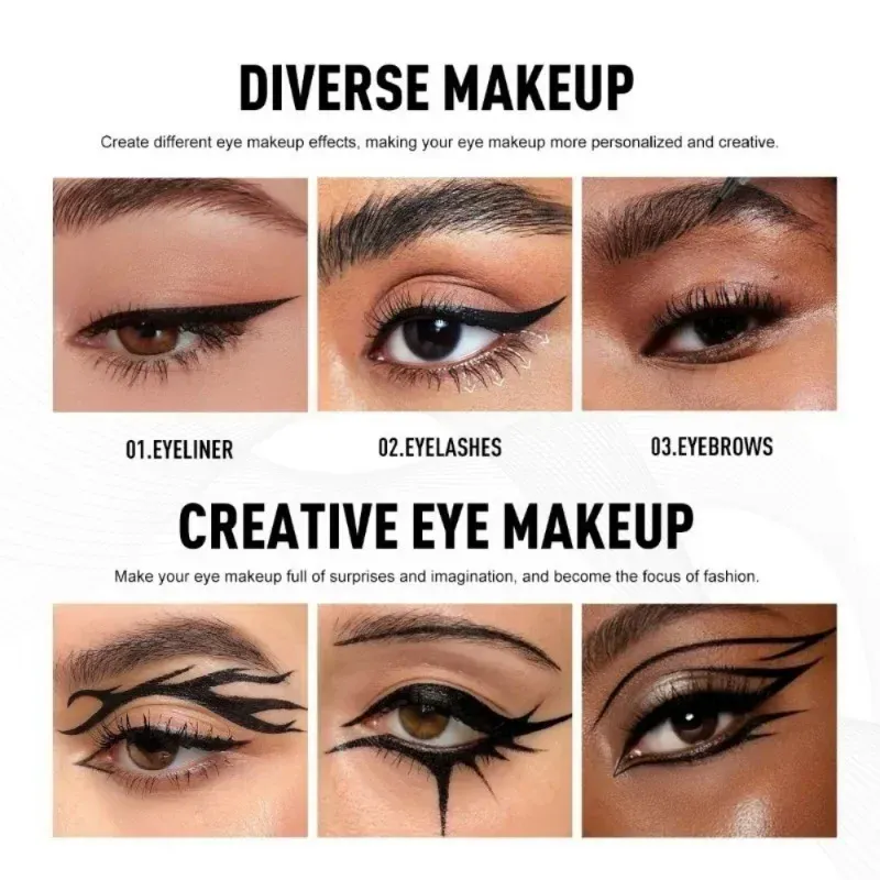 3Pcs Smooth Eyeliner Pen - Smudge-Proof Eye Pen Quick-Dry For All Occasions Black And Dark Brown Eye Makeup — image 5