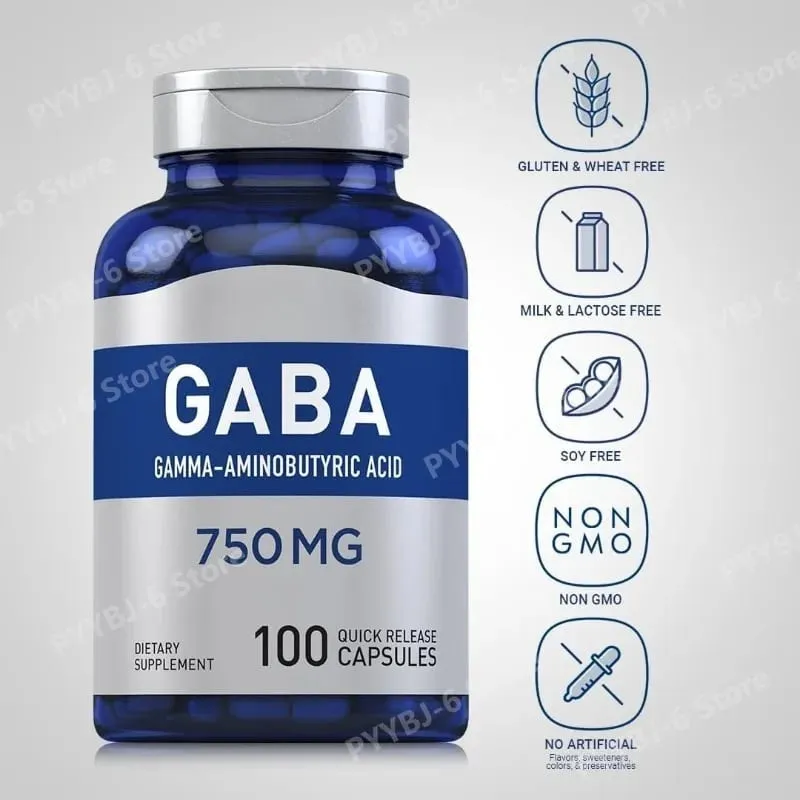 750mg Gamma-Aminobutyric Acid 100 Quick Release Capsules Non-GMO & Gluten Free Dietary Supplement for adult — image 3