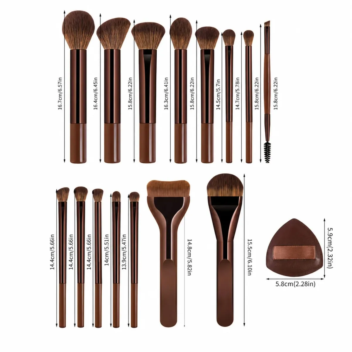 Makeup Brush Set - 18pcs High-Value Multi-Functional - Including 15 Makeup Brushes + 2 Powder Puffs + Makeup Bag - Travel-Friend — image 6