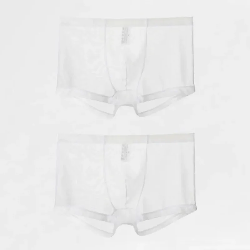Boxer trasparenti da uomo vedono attraverso le mutande maschili sexy mesh a vita bassa seta ghiacciata sottile raffreddamento mutandine da uomo intimo da uomo — image 25