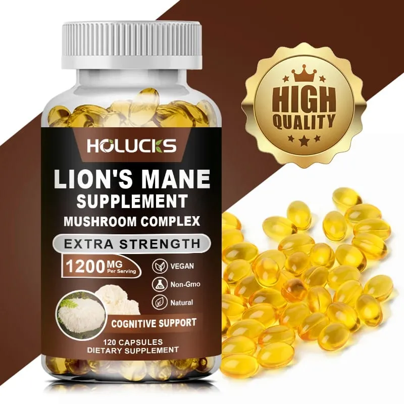 Lion's Mane Mushroom Complex Capsules for Focus Support & Immune Health Improve Memory Protect Brain Nerves Relieve Stress — image 1