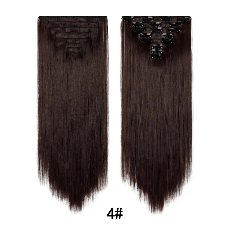 24 Inch 8Pcs Clip in Hair Extensions Long Straight Hair Extensions Soft Synthetic Hairpieces for Women Daily Fashion Hairstyle — image 10