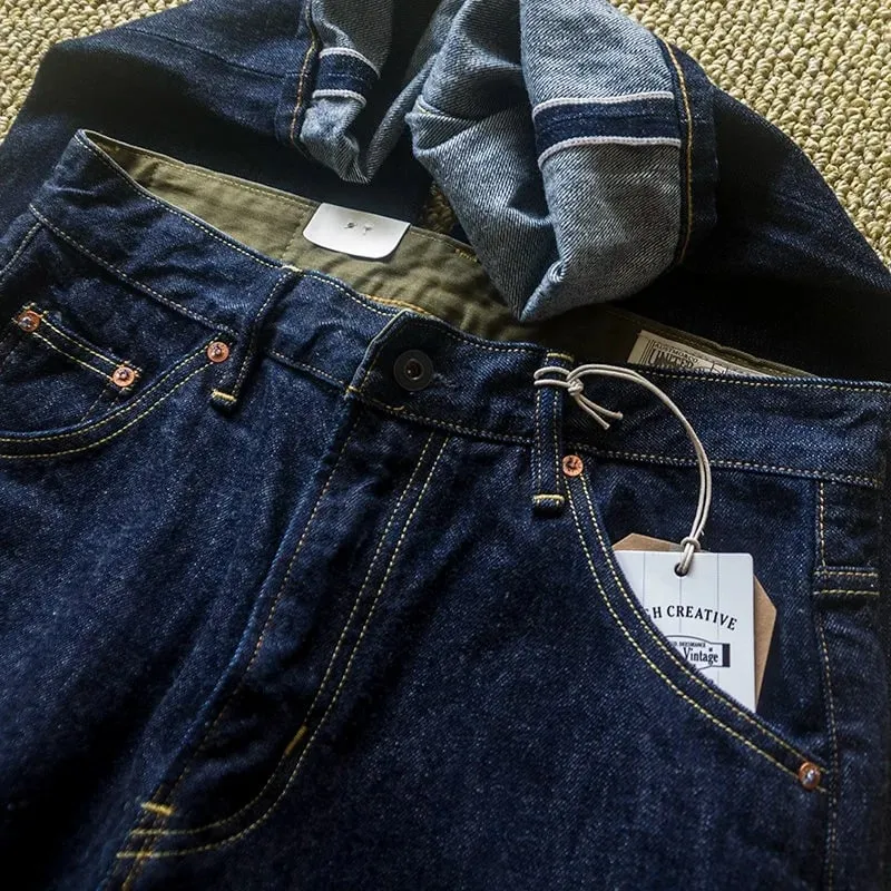 Japanese Vintage Denim Jeans with Sanding Featuring Red Stitching and Original Color for Autumn with Embroidery Jeans — image 5