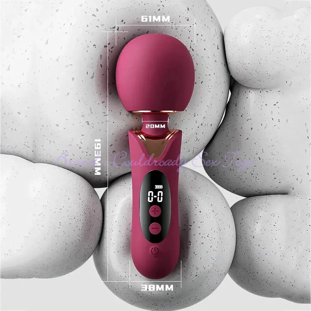 強力液晶 AV 震動器搭配大頭女性身體按摩器性玩具女性陰蒂 G 點陰道刺激魔棒