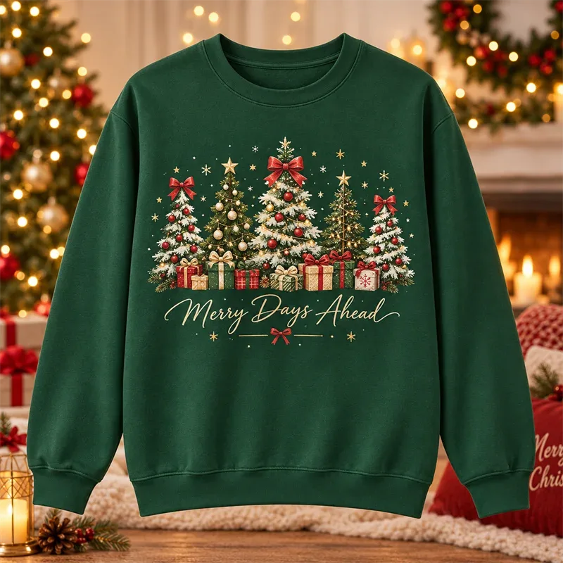 Juletrøje med rund hals Julemand Snemand Pingvin Kat Hund Elg Ferie Grafisk Pullover Vinter Casual Fest Streetwear Top