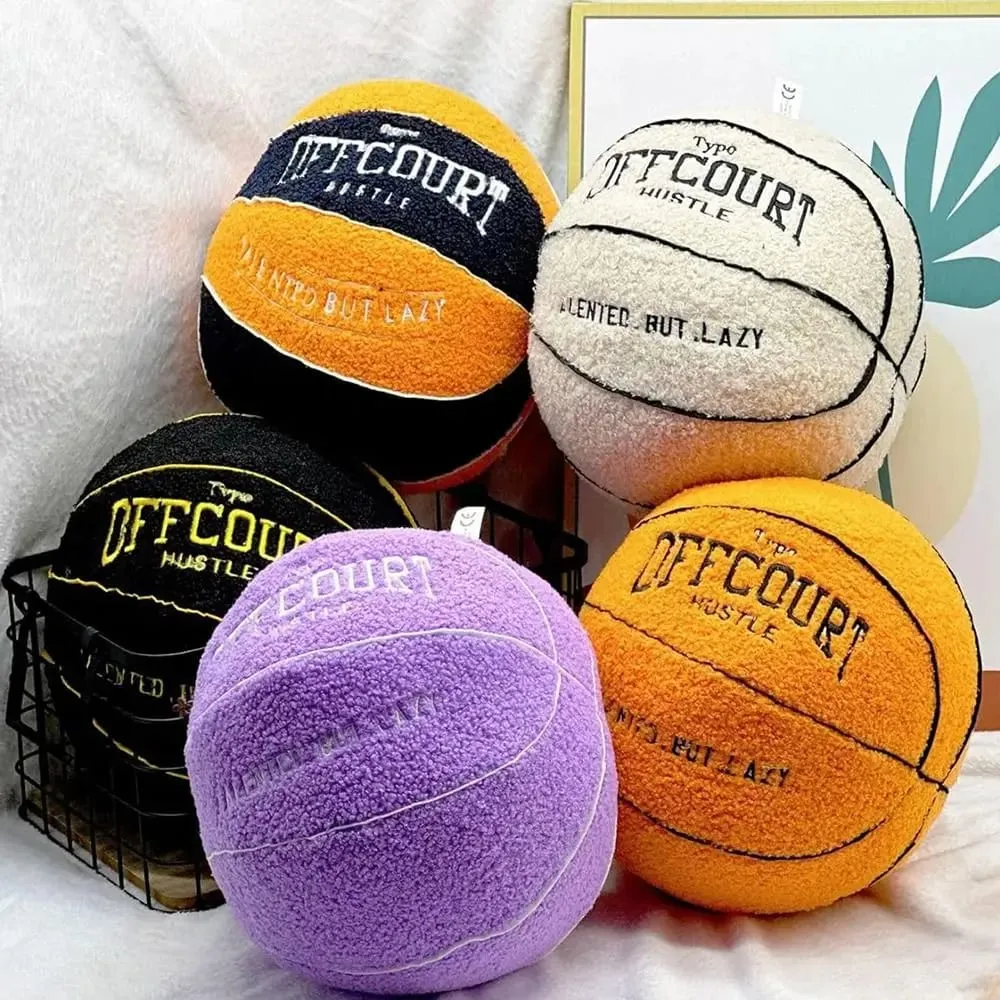 New Soft Offcourt Basketball Pillow Pillow Cushions Basketball Shaped Pillow Fuzzy Pillow Bedroom