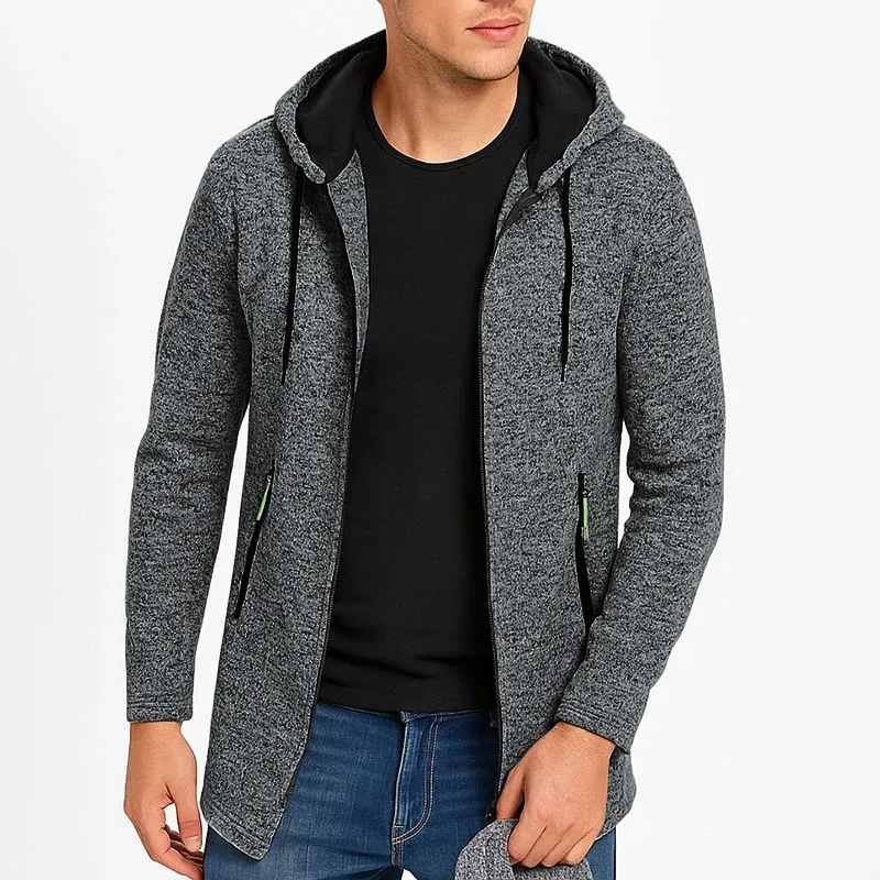 Men Sweatshirts Casual Hooded for Men with Zip Pockets Full Zip Long Sleeve Sweatshirt Sports Hooded Jacket Oversize Outerwear — image 3